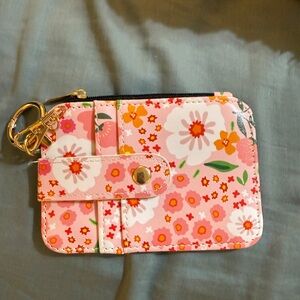 Floral Pink Card Holder with Keychain